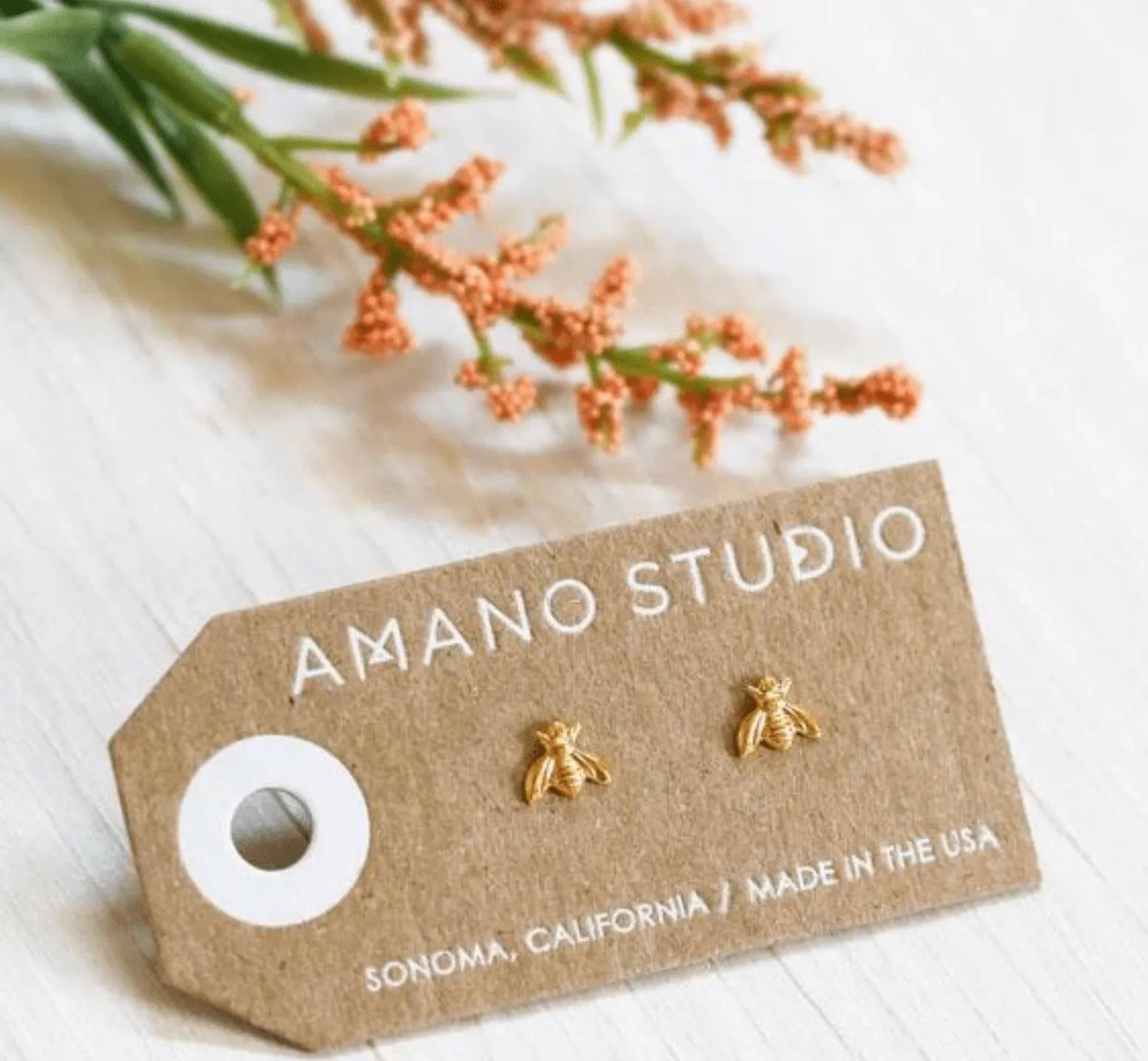 Gold Tiny Honey Bee Studs