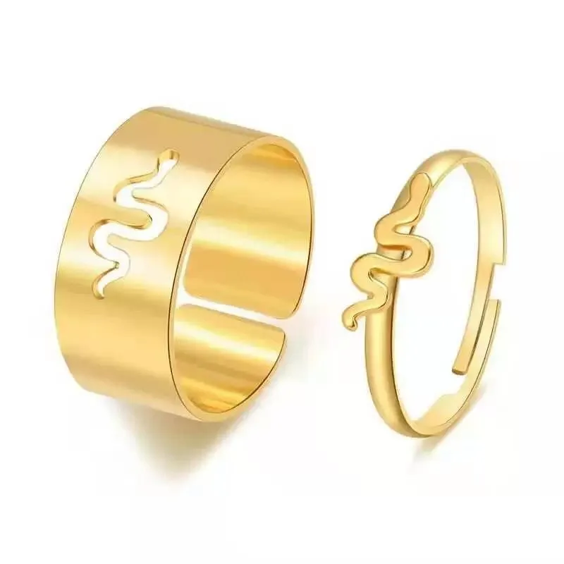 Golden Heart Beat Matching Couple Ring