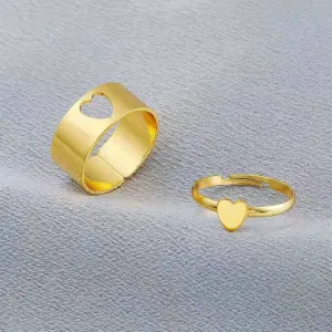 Golden Heart Matching Couple Ring