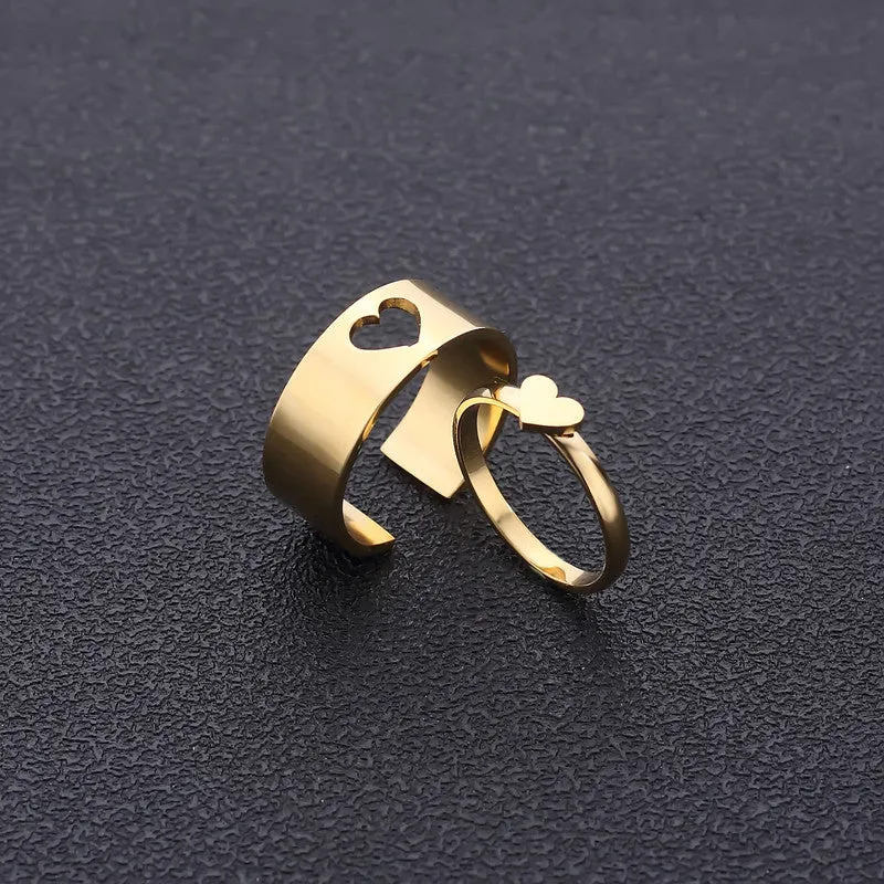 Golden Heart Matching Couple Ring