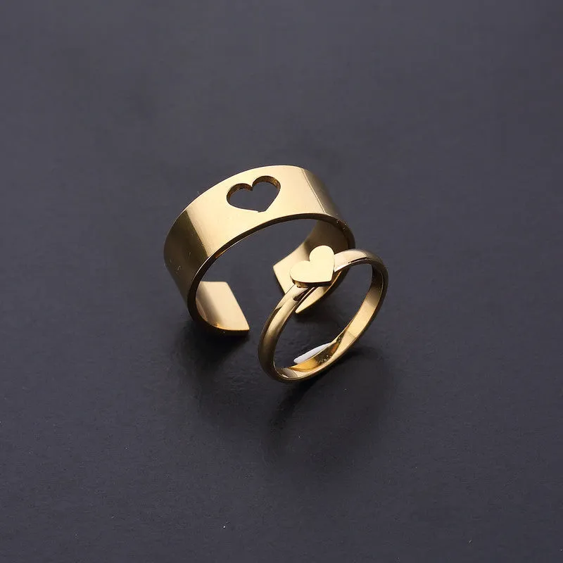 Golden Heart Matching Couple Ring