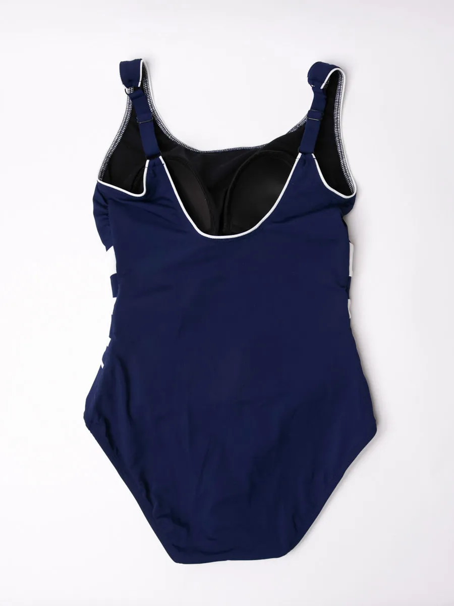 Gradient Splice One Piece In Navy/White