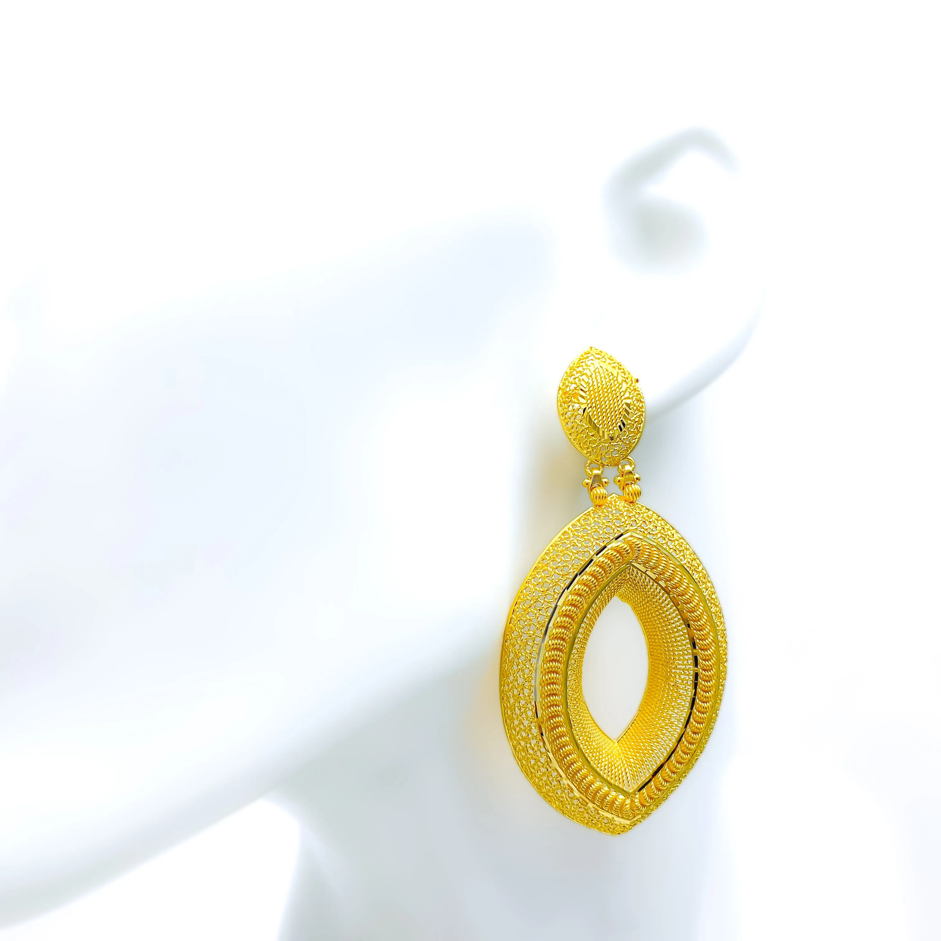 Grand Elongated 22k Gold  Hanging Earrings
