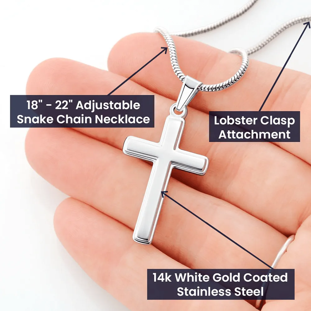 Grandson's Graduation, From Grandpa-Silver Cross Necklace