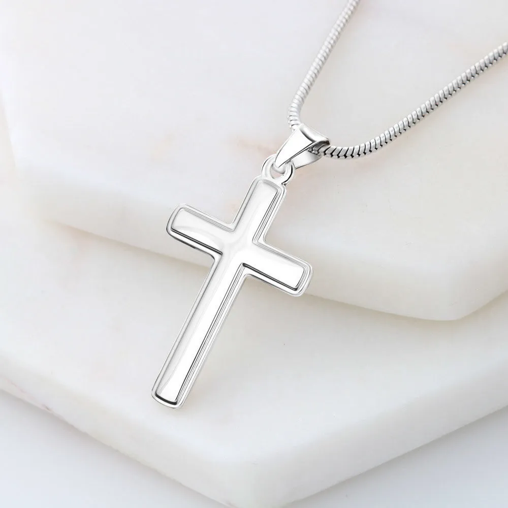 Grandson's Graduation, From Grandpa-Silver Cross Necklace