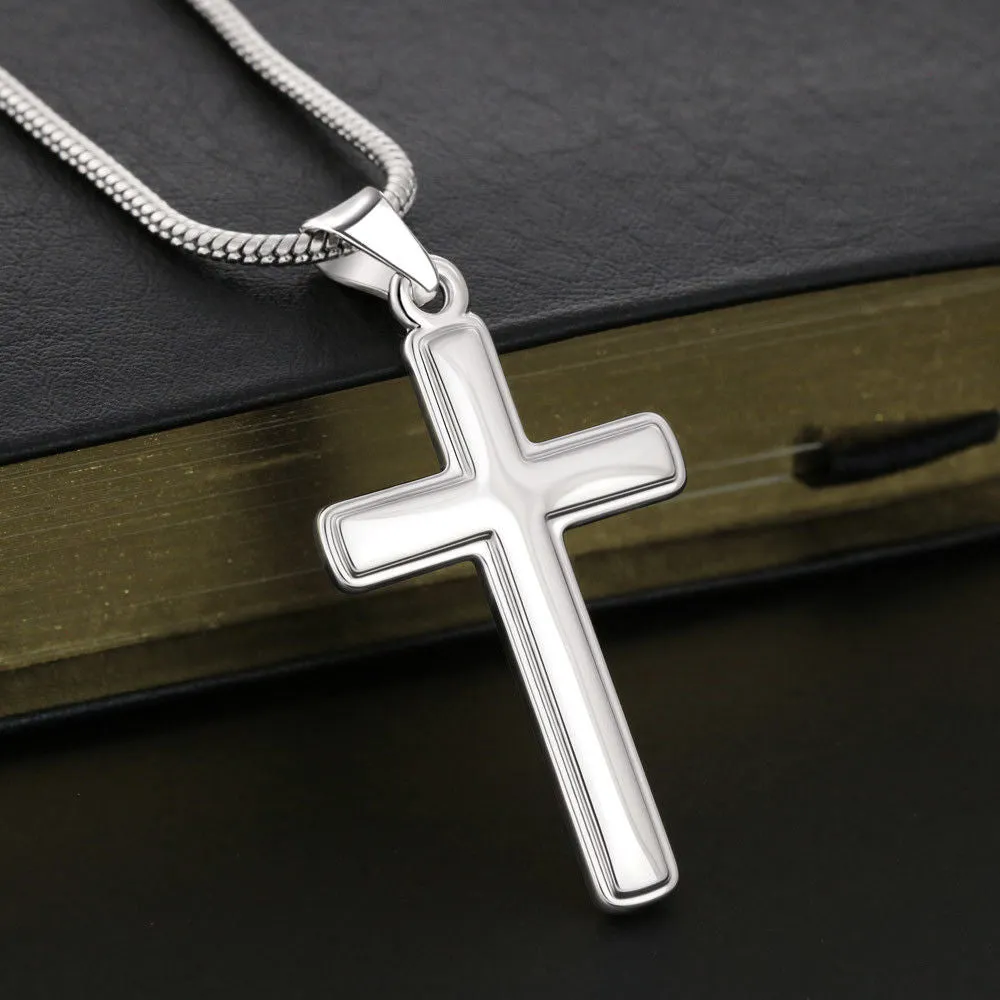 Grandson's Graduation, From Grandpa-Silver Cross Necklace