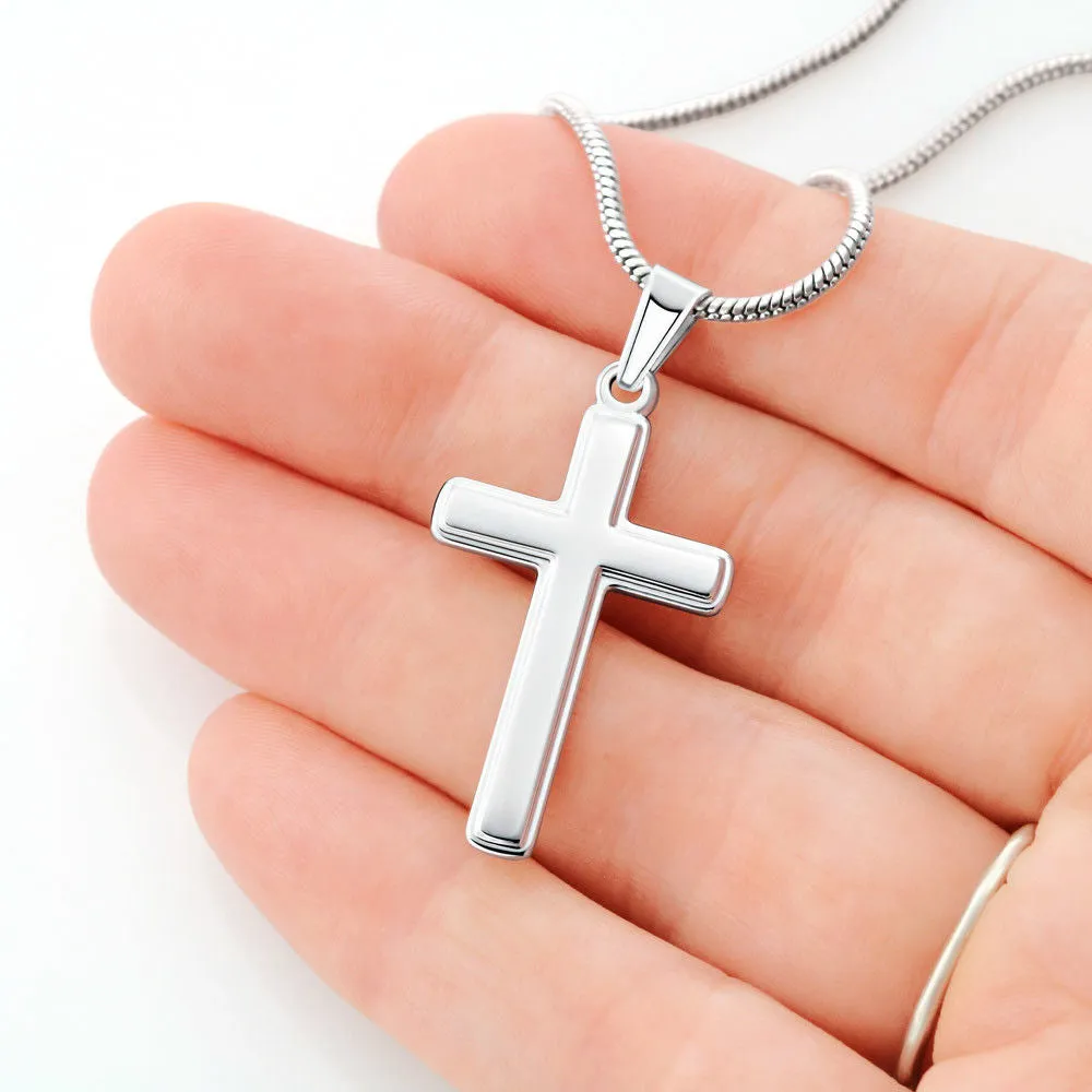 Grandson's Graduation, From Grandpa-Silver Cross Necklace
