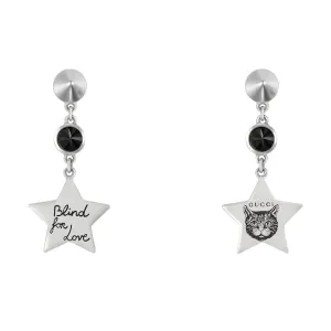 Gucci Blind for Love Feline Silver Drop Earrings
