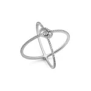 Gucci White Gold and Diamond GG Running X Ring