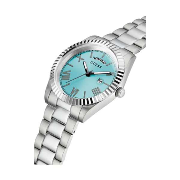 Guess Connoisseur Silver Stainless Steel Tiffany Blue Dial Quartz Watch for Gents - GW0265G11
