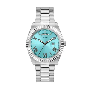 Guess Connoisseur Silver Stainless Steel Tiffany Blue Dial Quartz Watch for Gents - GW0265G11