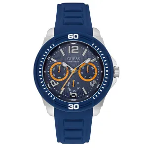 Guess Tread Blue Silicone Strap Blue Dial Quartz Watch for Gents - W0967G2