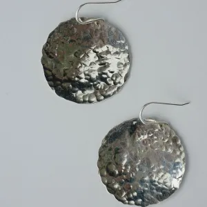 Hammered Disc Earrings in Sterling Silver