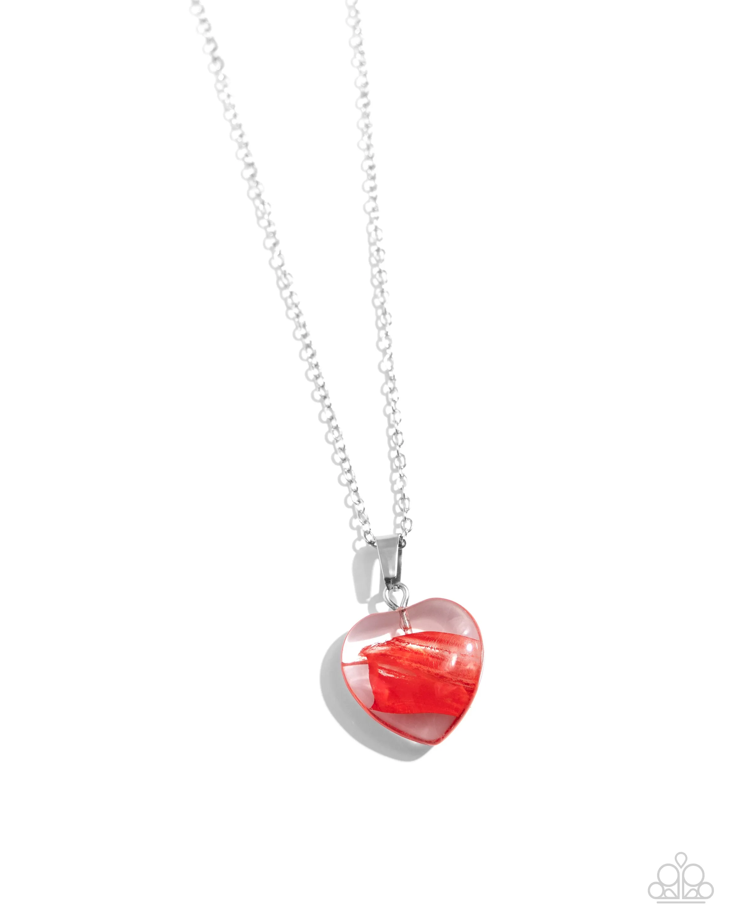 HEART Exhibition - Red - Swirly Acrylic Heart Paparazzi Short Necklace