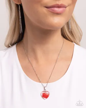 HEART Exhibition - Red - Swirly Acrylic Heart Paparazzi Short Necklace