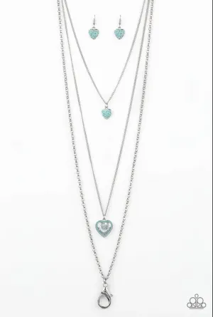 Heart Song Green Paparazzi Lanyard Necklace