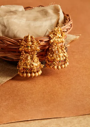 Heavy Ancient Goddess Motif Earrings