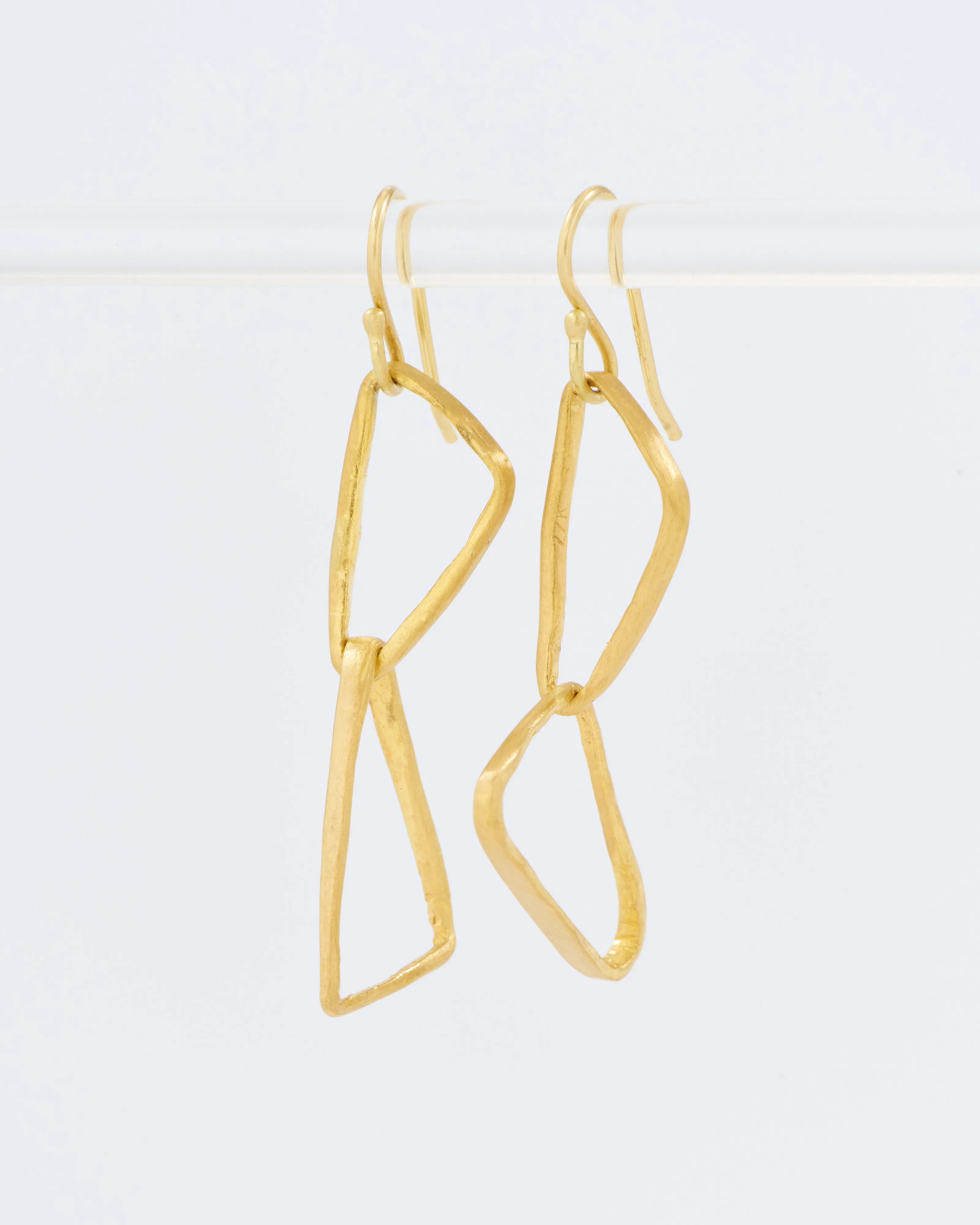 heavy geometric double triangle drop earrings