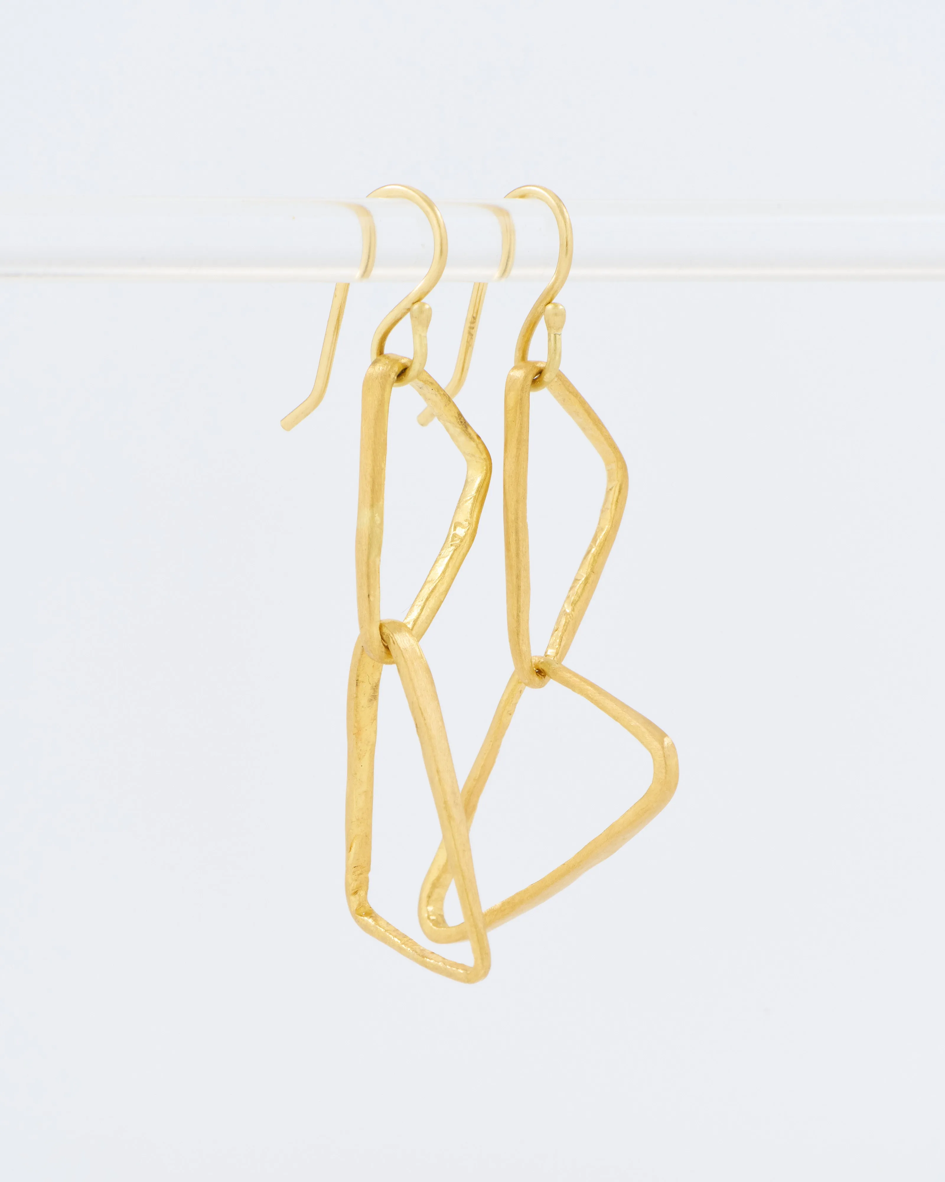 heavy geometric double triangle drop earrings