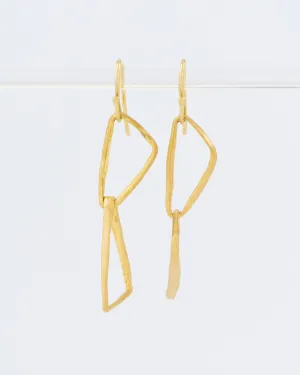 heavy geometric double triangle drop earrings