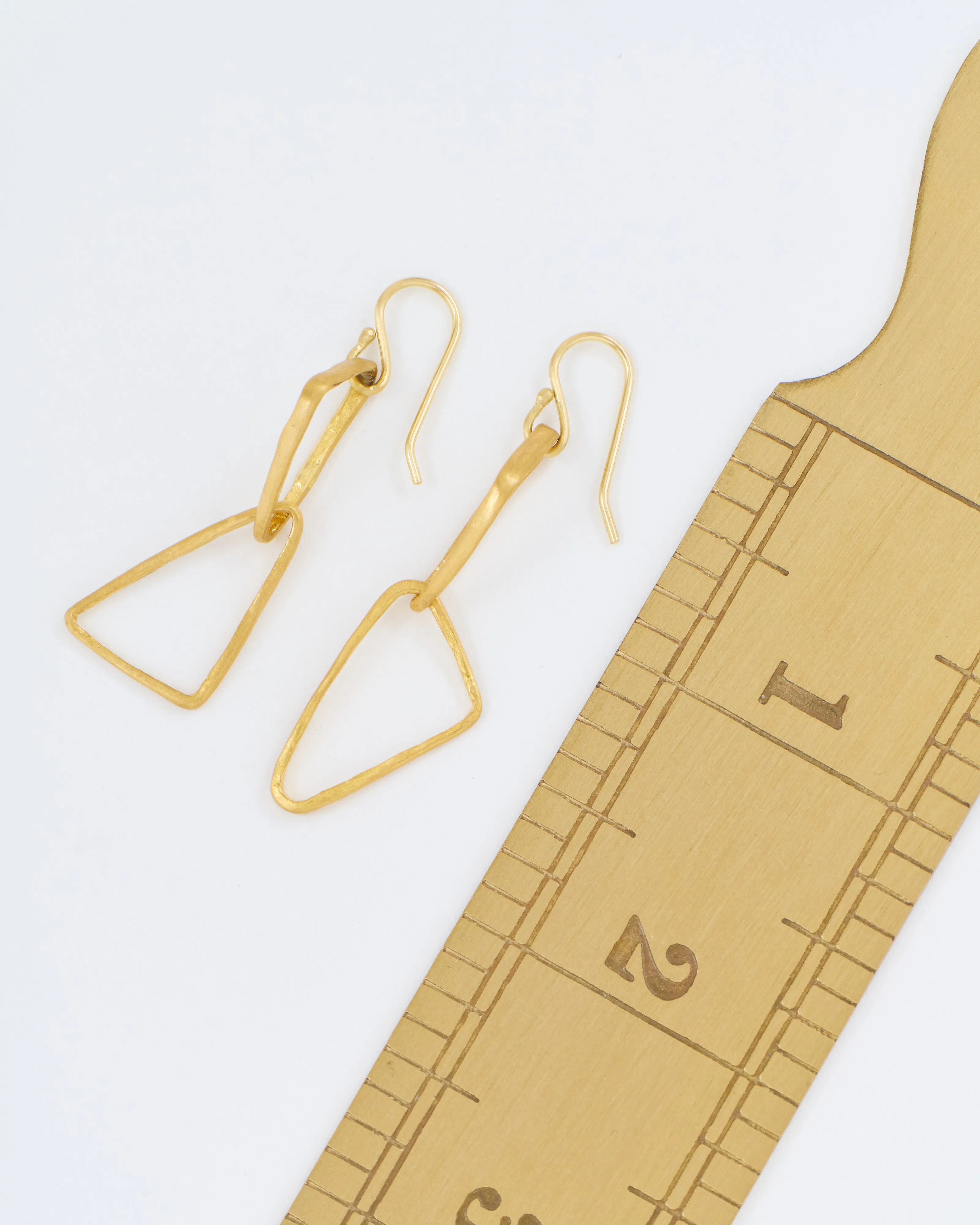 heavy geometric double triangle drop earrings