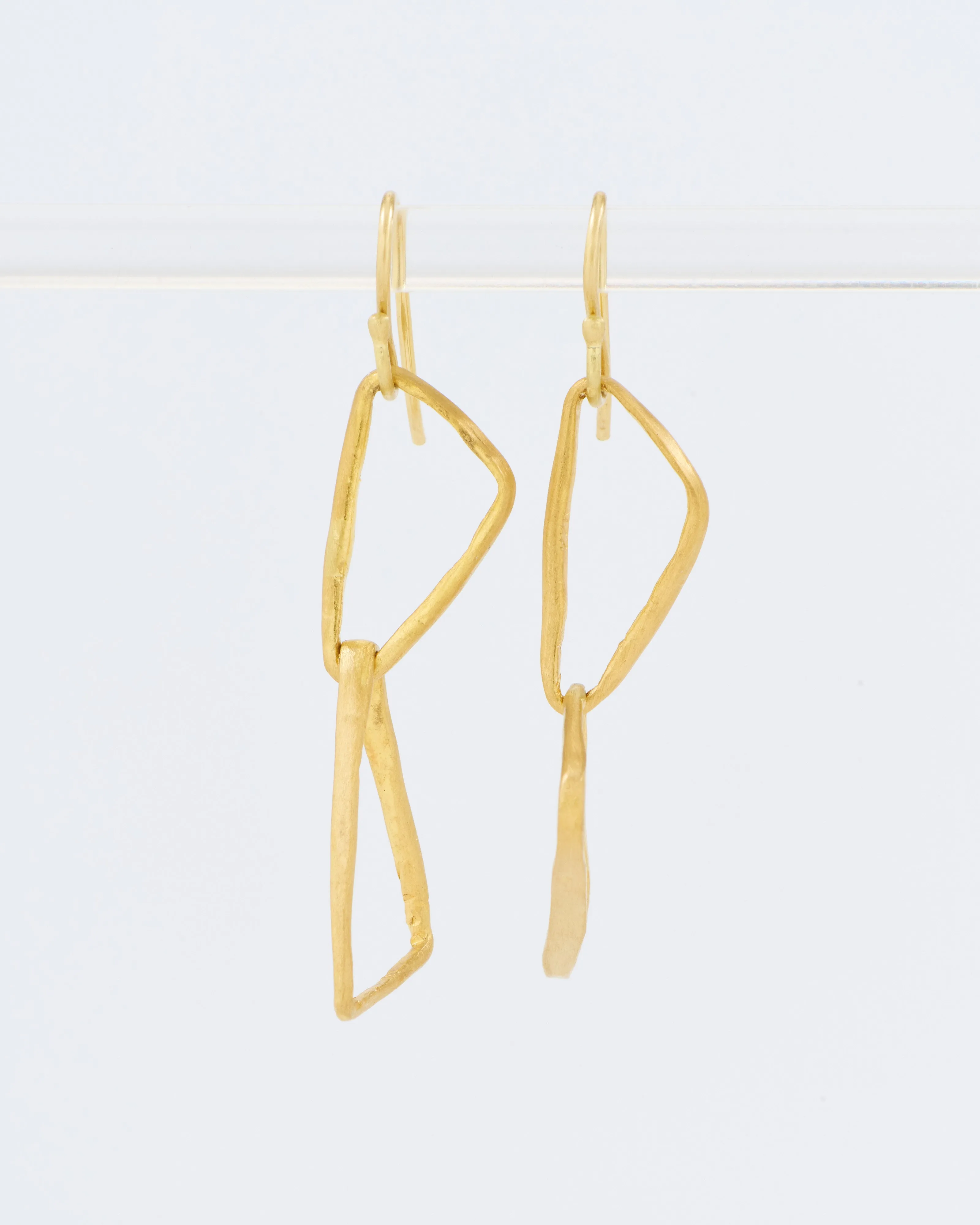 heavy geometric double triangle drop earrings