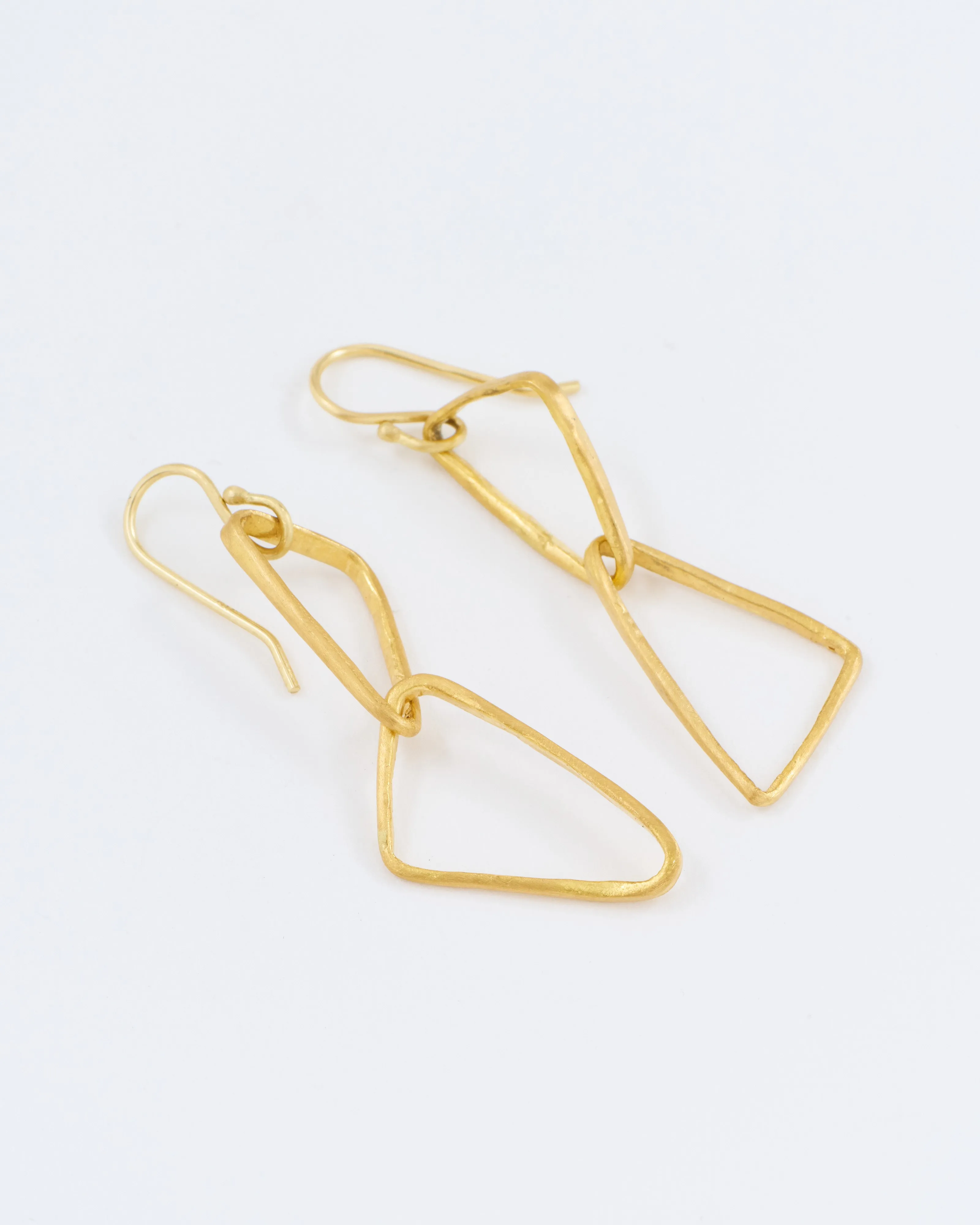 heavy geometric double triangle drop earrings