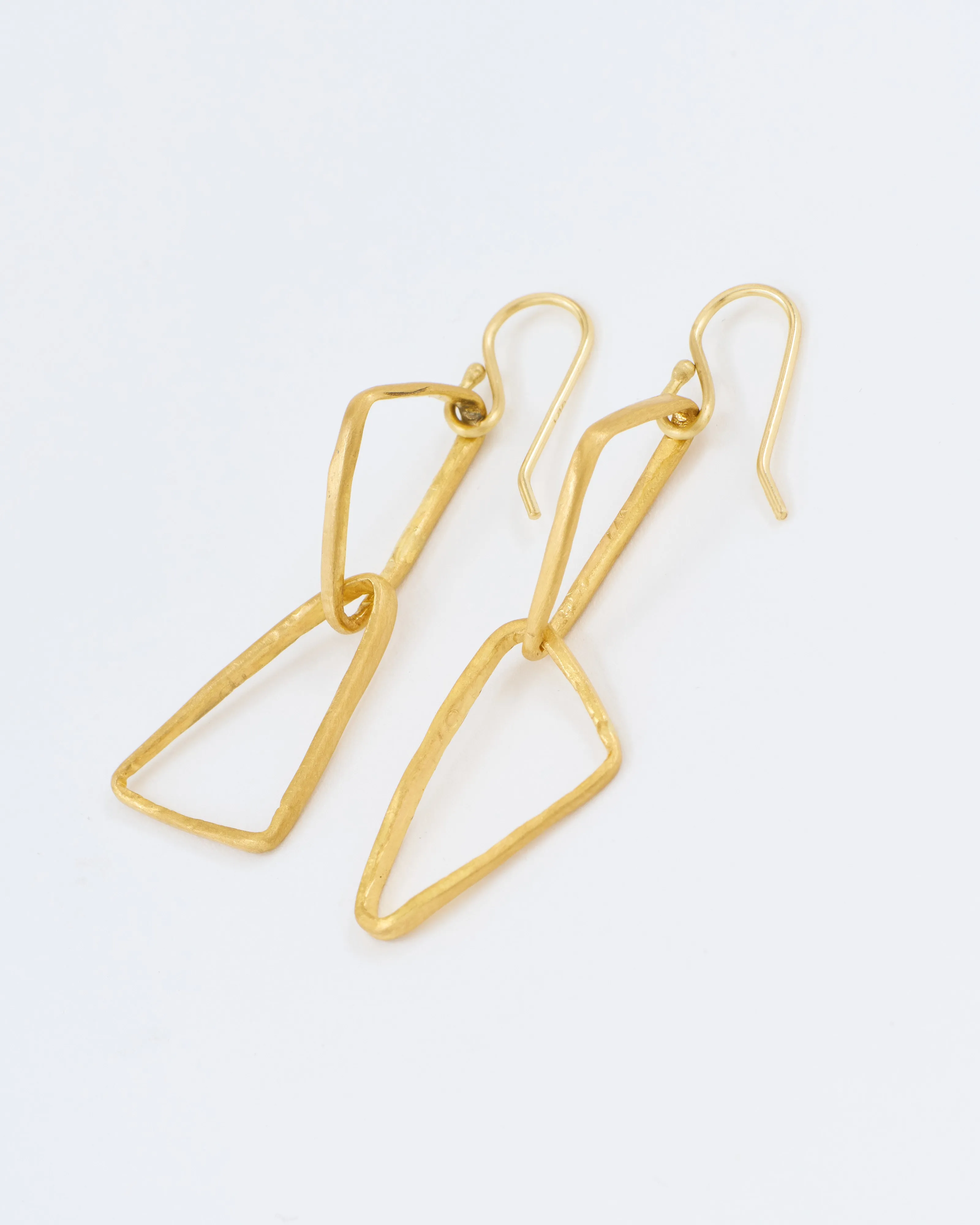heavy geometric double triangle drop earrings