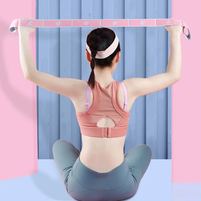 High-Quality 8-Section Stretching Resistance Band – Multi-Functional Elastic Yoga & Pilates Fitness Belt for Targeted Stretching, Dance, Flexibility Training, Adjustable Tension, Portable Design for Home or Gym