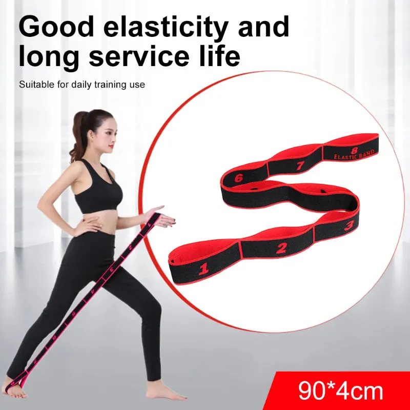 High-Quality 8-Section Stretching Resistance Band – Multi-Functional Elastic Yoga & Pilates Fitness Belt for Targeted Stretching, Dance, Flexibility Training, Adjustable Tension, Portable Design for Home or Gym