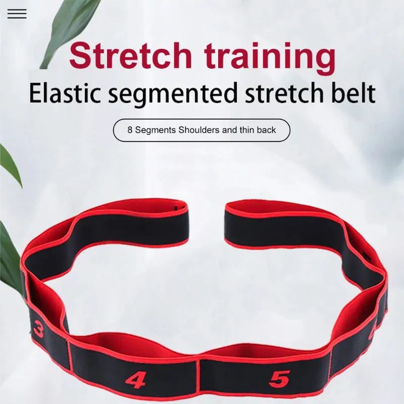High-Quality 8-Section Stretching Resistance Band – Multi-Functional Elastic Yoga & Pilates Fitness Belt for Targeted Stretching, Dance, Flexibility Training, Adjustable Tension, Portable Design for Home or Gym