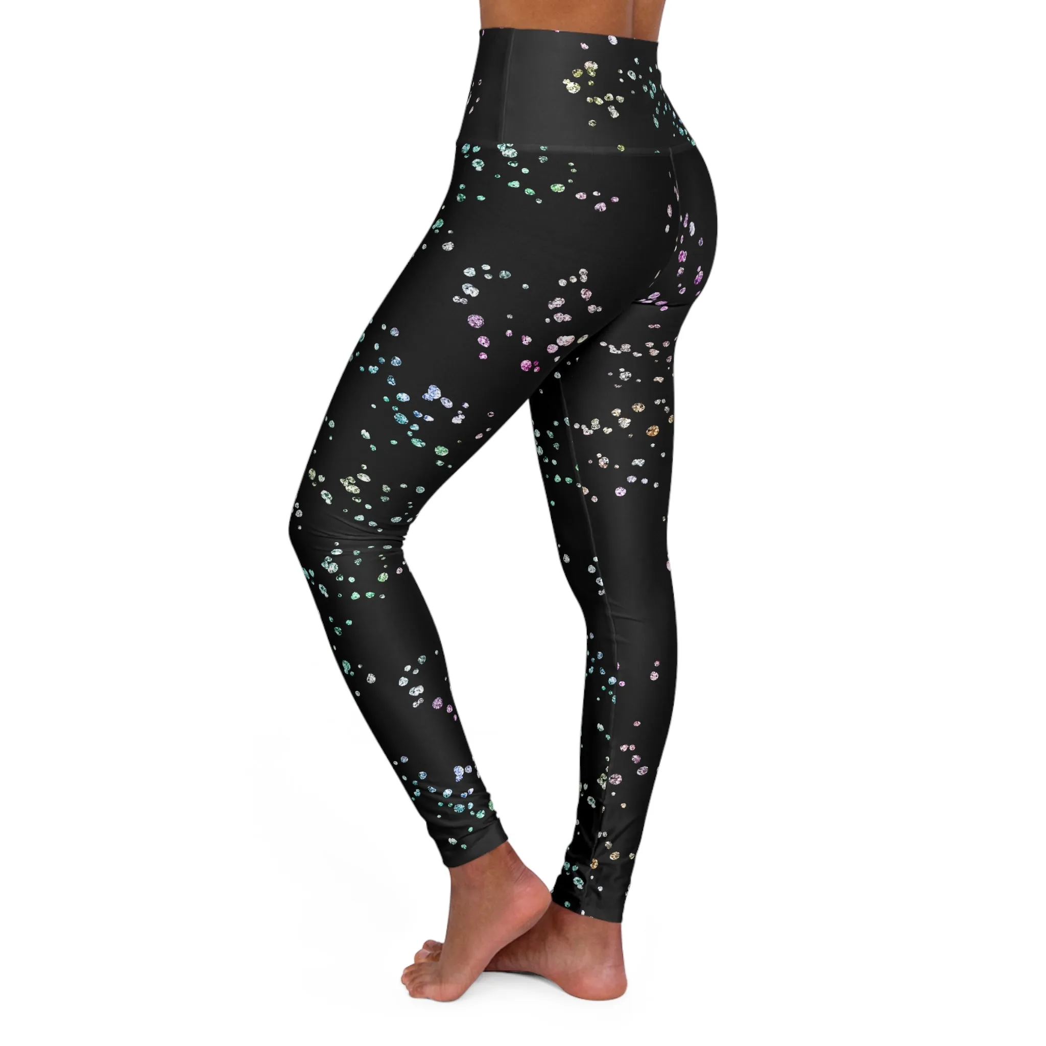 High Waisted Yoga Leggings - Colorful Bubble Pattern for Fitness & Wellness