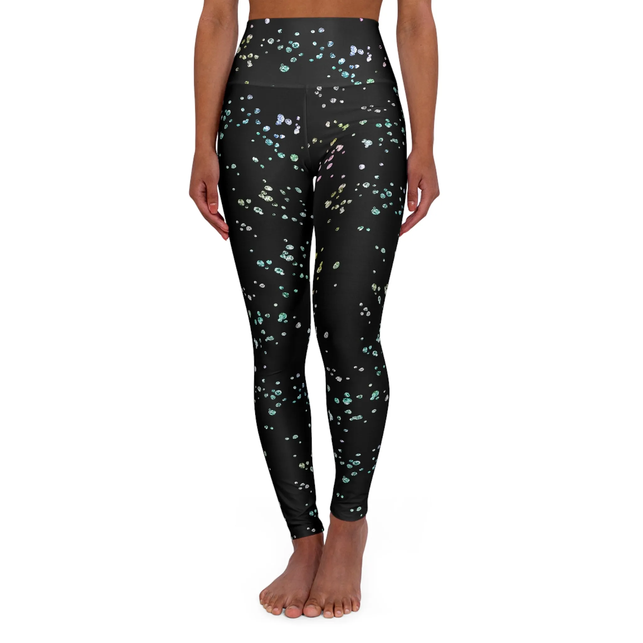High Waisted Yoga Leggings - Colorful Bubble Pattern for Fitness & Wellness