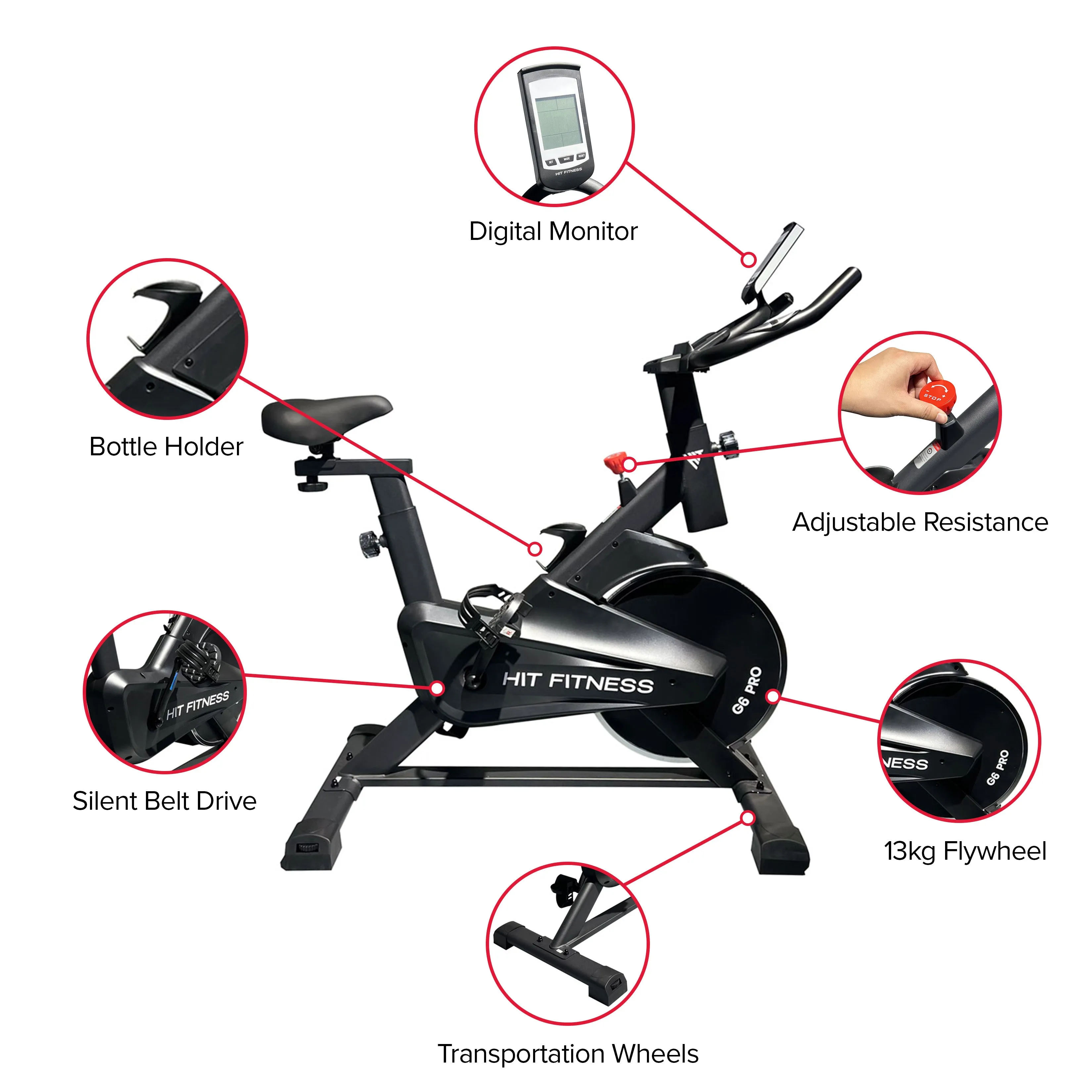 Hit Fitness G6 PRO Indoor Exercise Bike