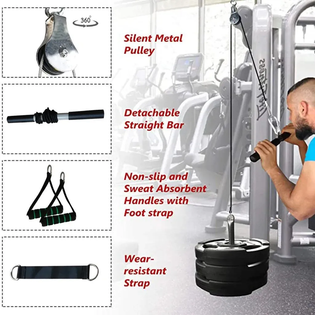 Home Gym Pulley System - Adjustable Resistance for Versatile Workouts and Muscle Targeting