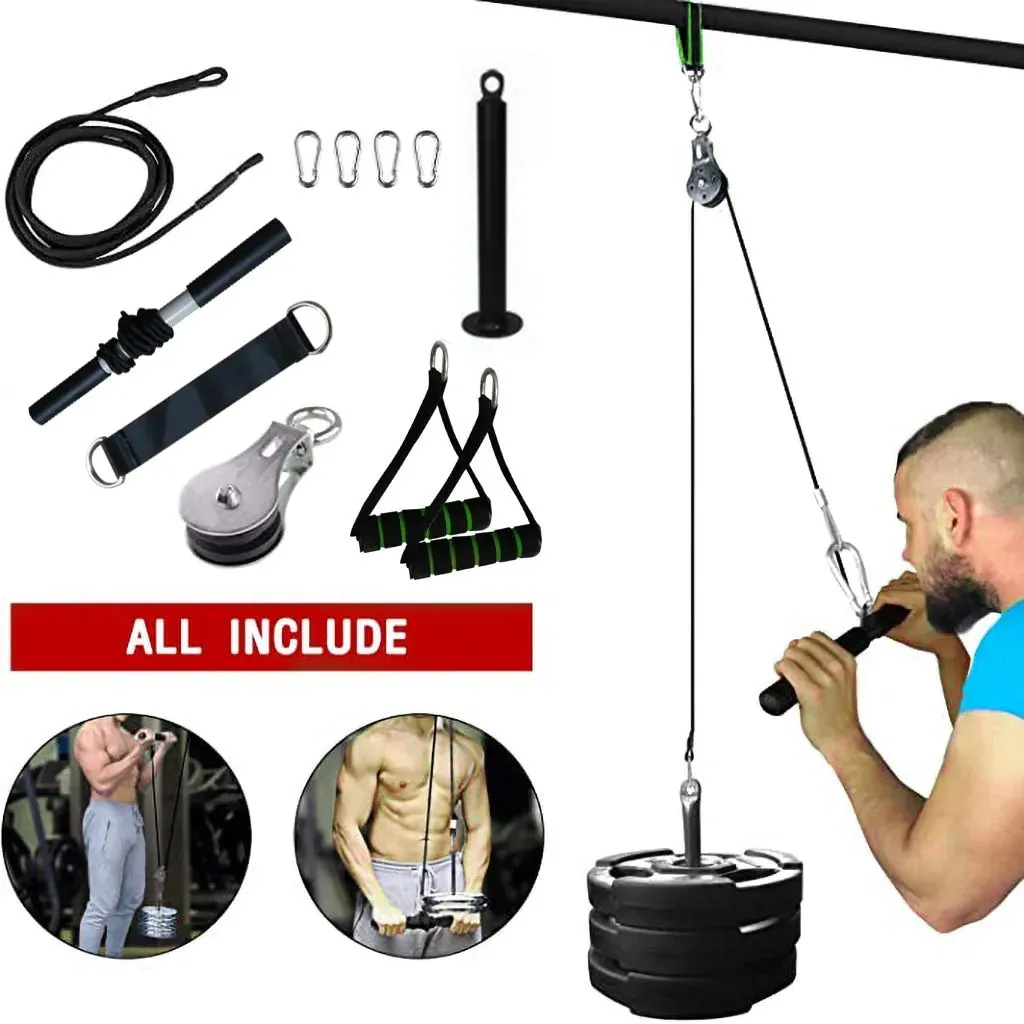 Home Gym Pulley System - Adjustable Resistance for Versatile Workouts and Muscle Targeting