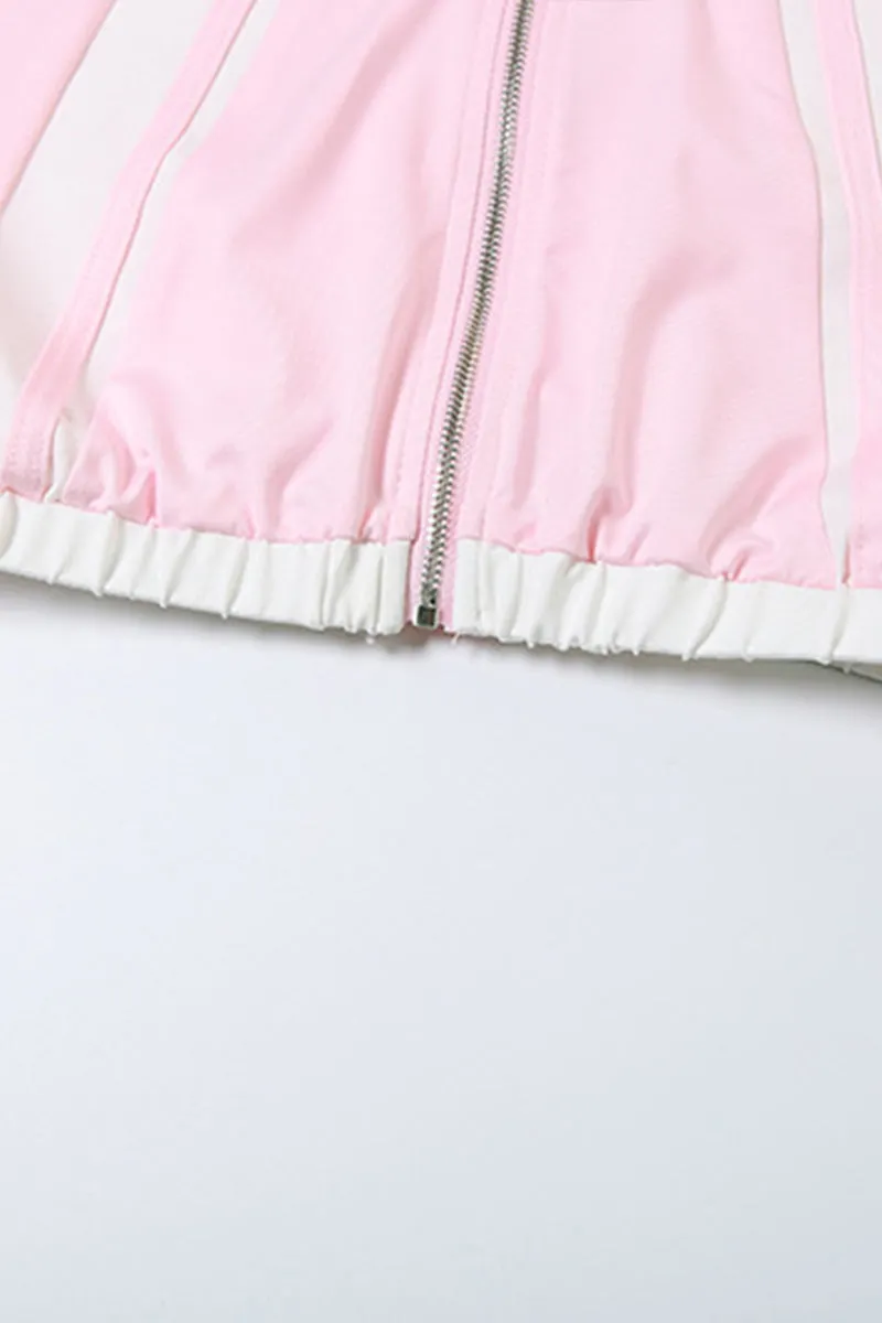 HUZ1284 Zip Front Crop Top & Skirt Set