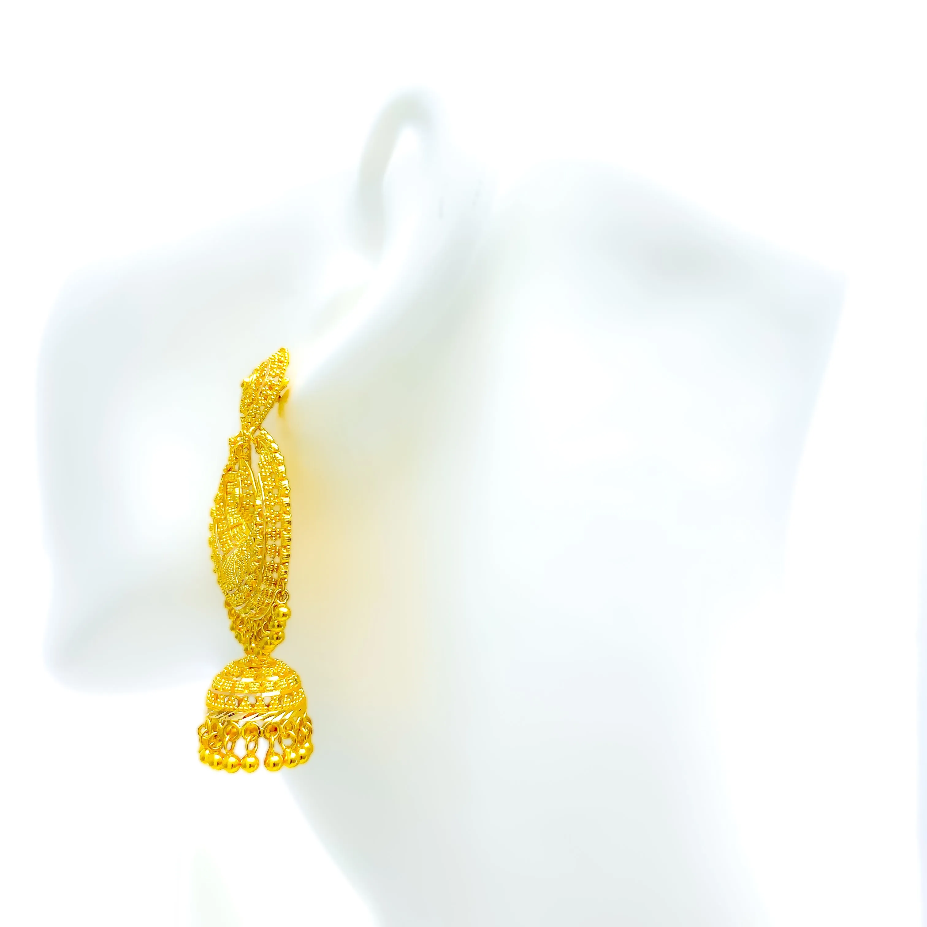 Impeccable Embellished 22k Gold Crescent Jhumki Earrings