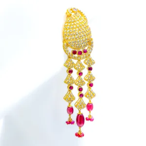 Impeccable Embellished Uncut Diamond   22k Gold Hanging Earrings