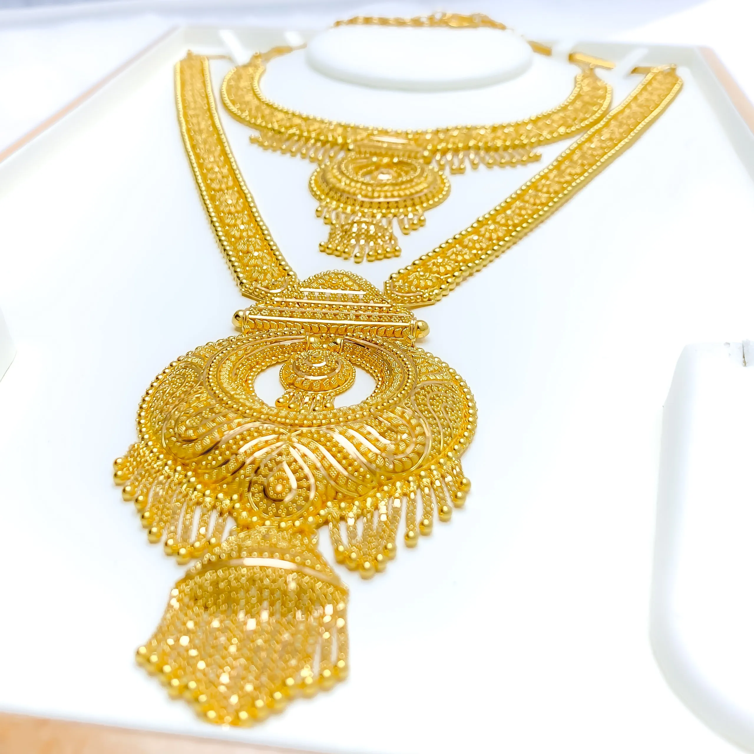 Impressive Magnificent Two In One 22k Gold Long Bridal Necklace Set