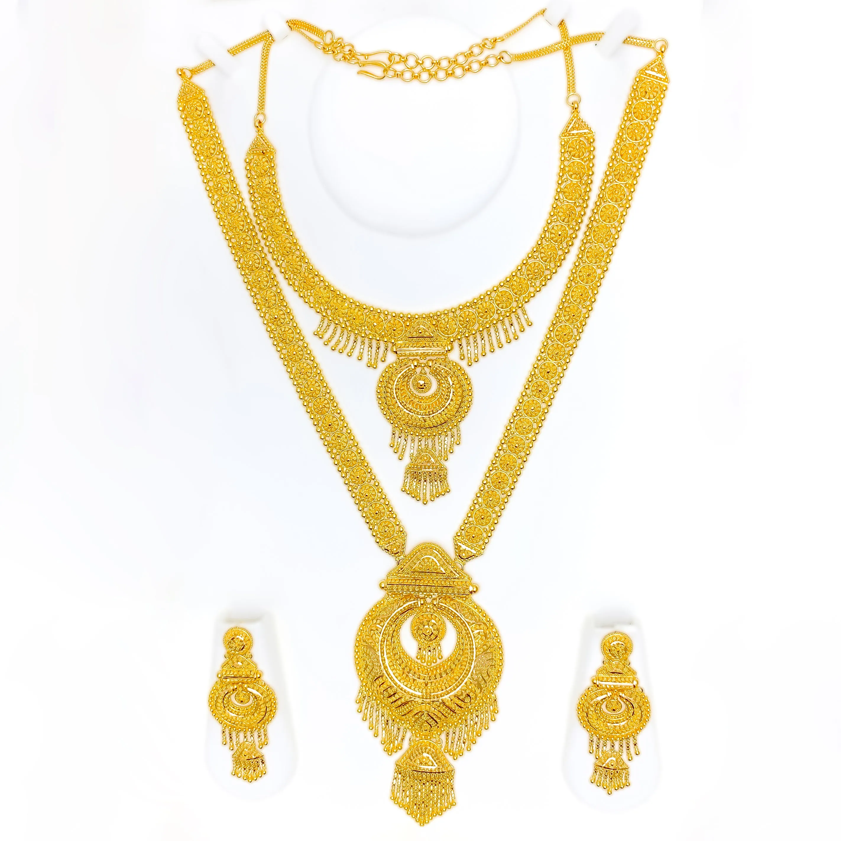 Impressive Magnificent Two In One 22k Gold Long Bridal Necklace Set