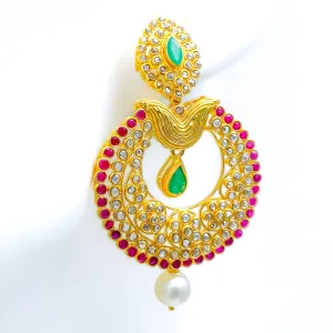 Impressive Regal Uncut Diamond   22k Gold Glam Earrings