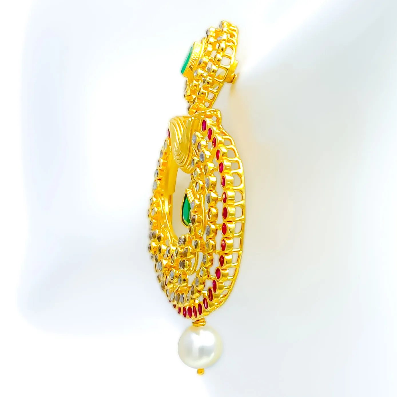 Impressive Regal Uncut Diamond   22k Gold Glam Earrings