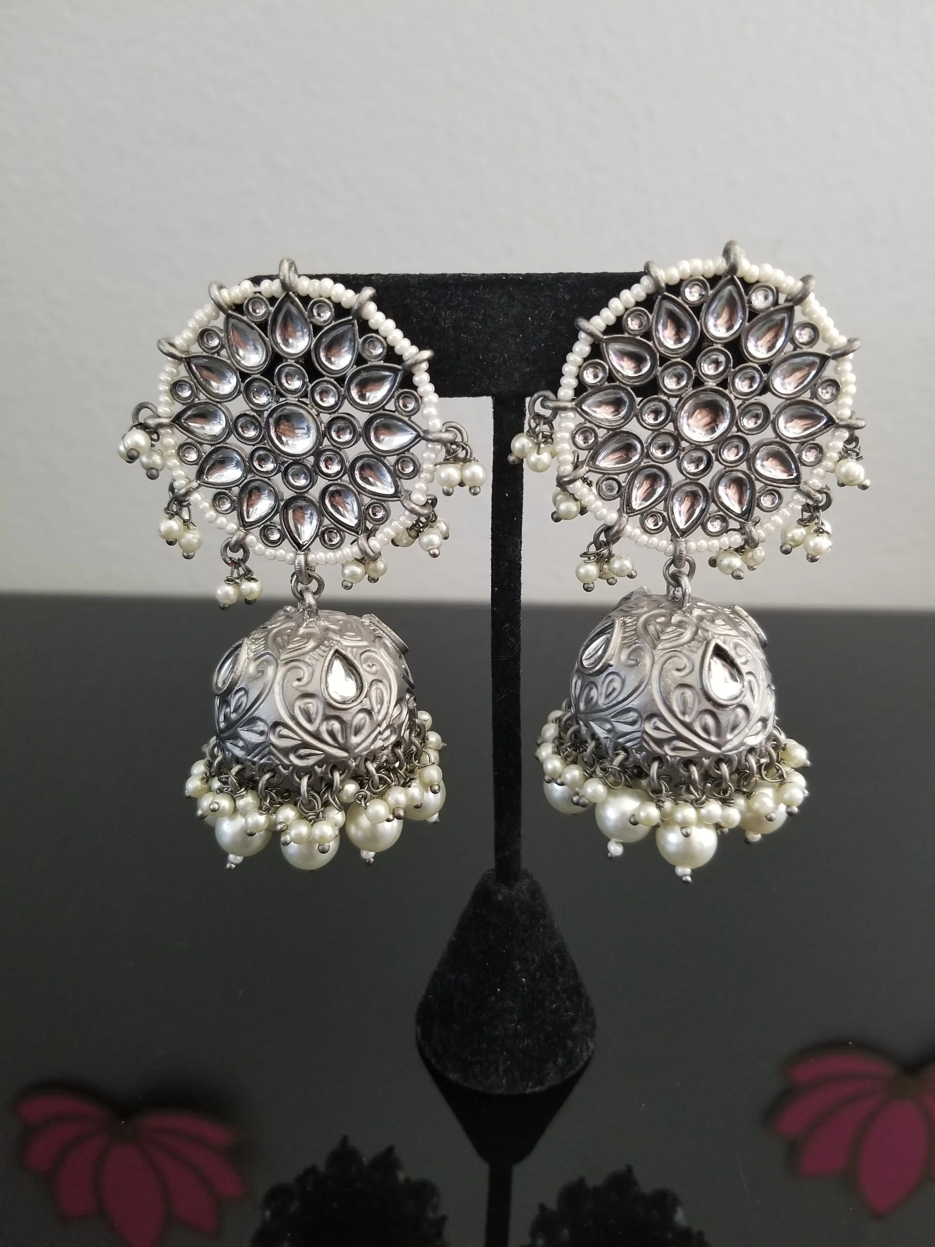 Indo Western Jhumkis With Black Plating T22