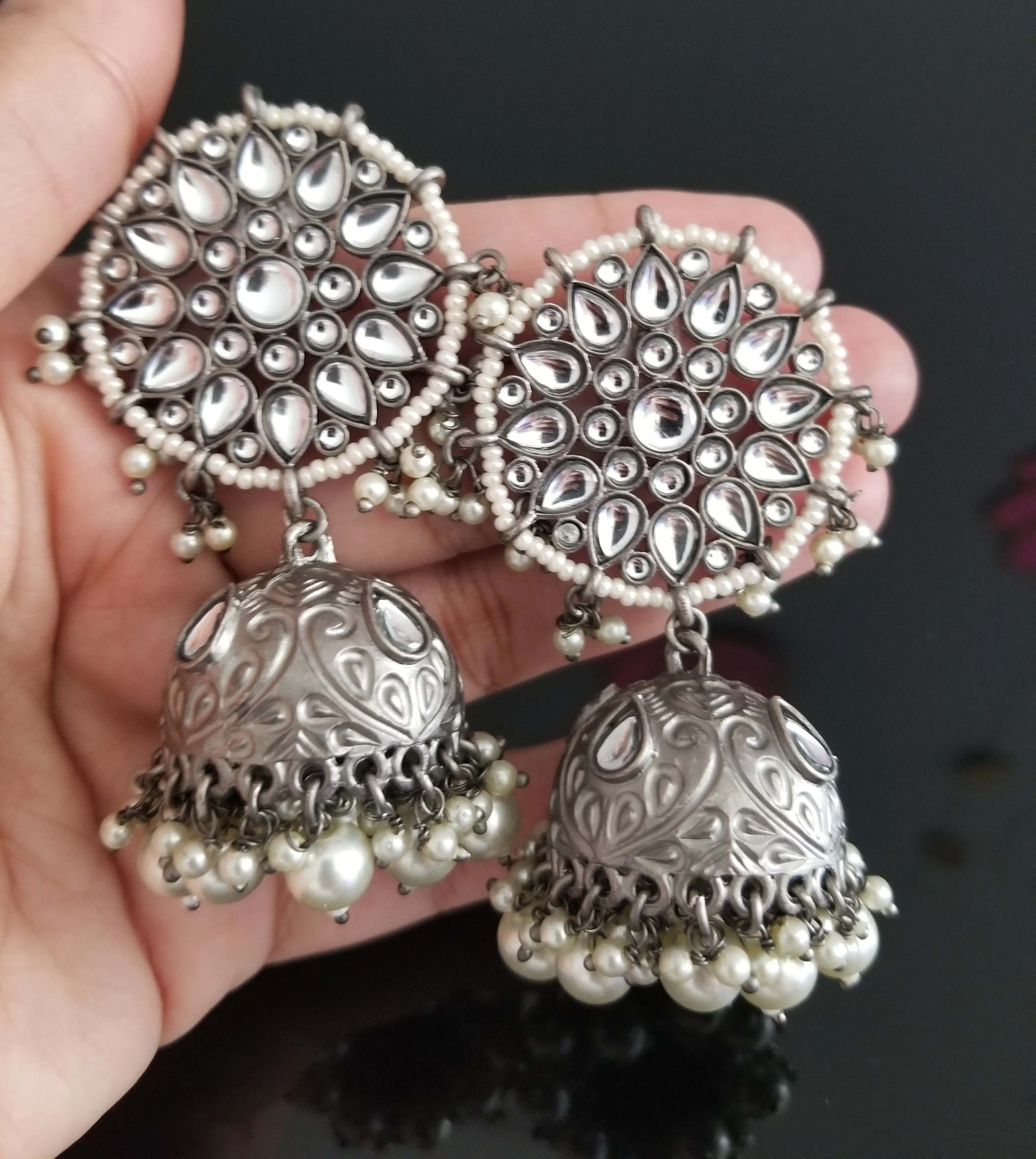 Indo Western Jhumkis With Black Plating T22