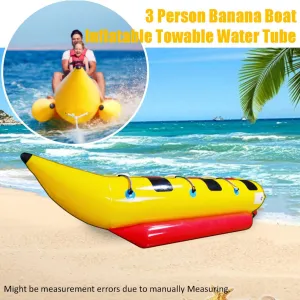Inflatable Boat Tube 3-Person Towable Tube for Boating Inflatable Ride-on Banana Float for Water and Snow Sports