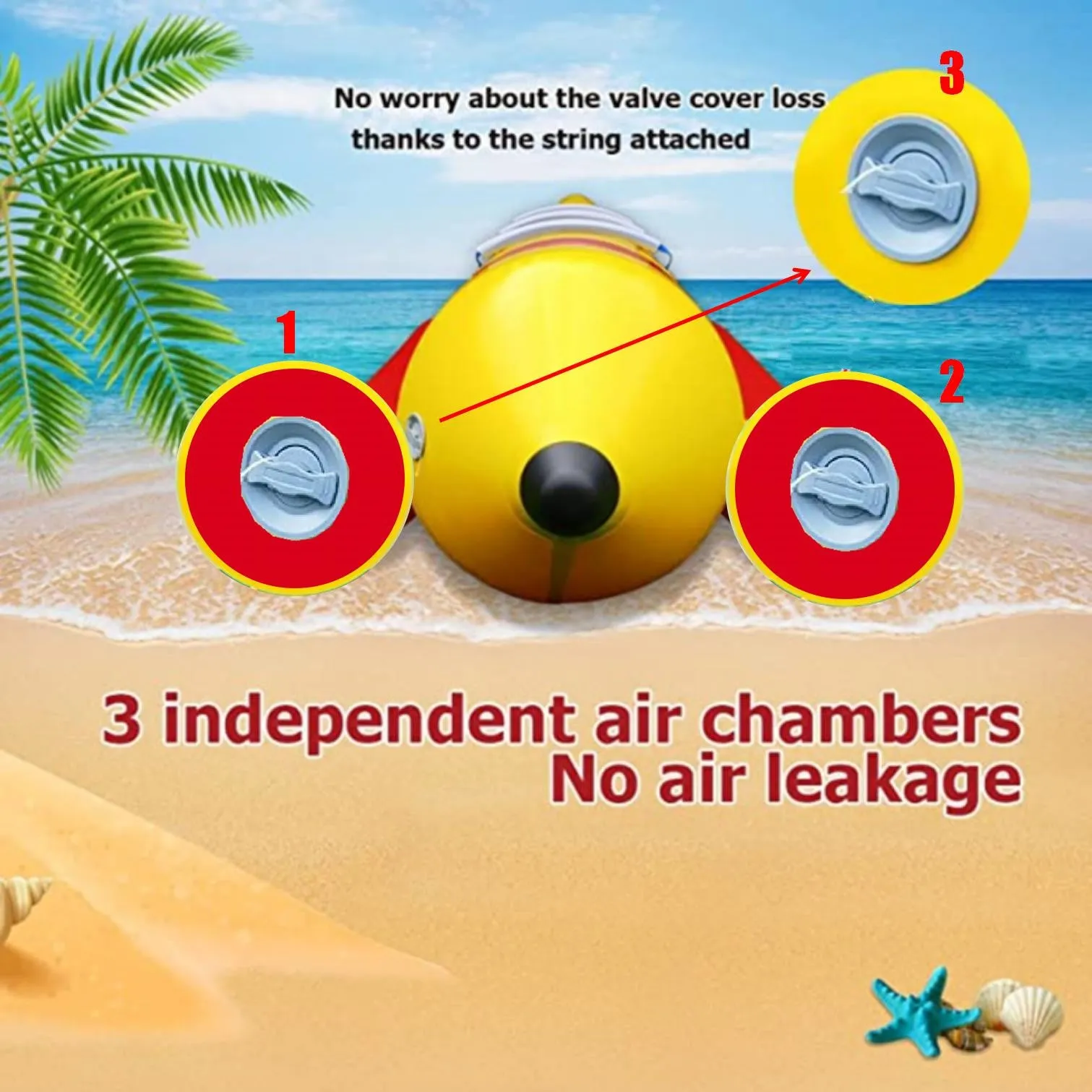 Inflatable Boat Tube 3-Person Towable Tube for Boating Inflatable Ride-on Banana Float for Water and Snow Sports