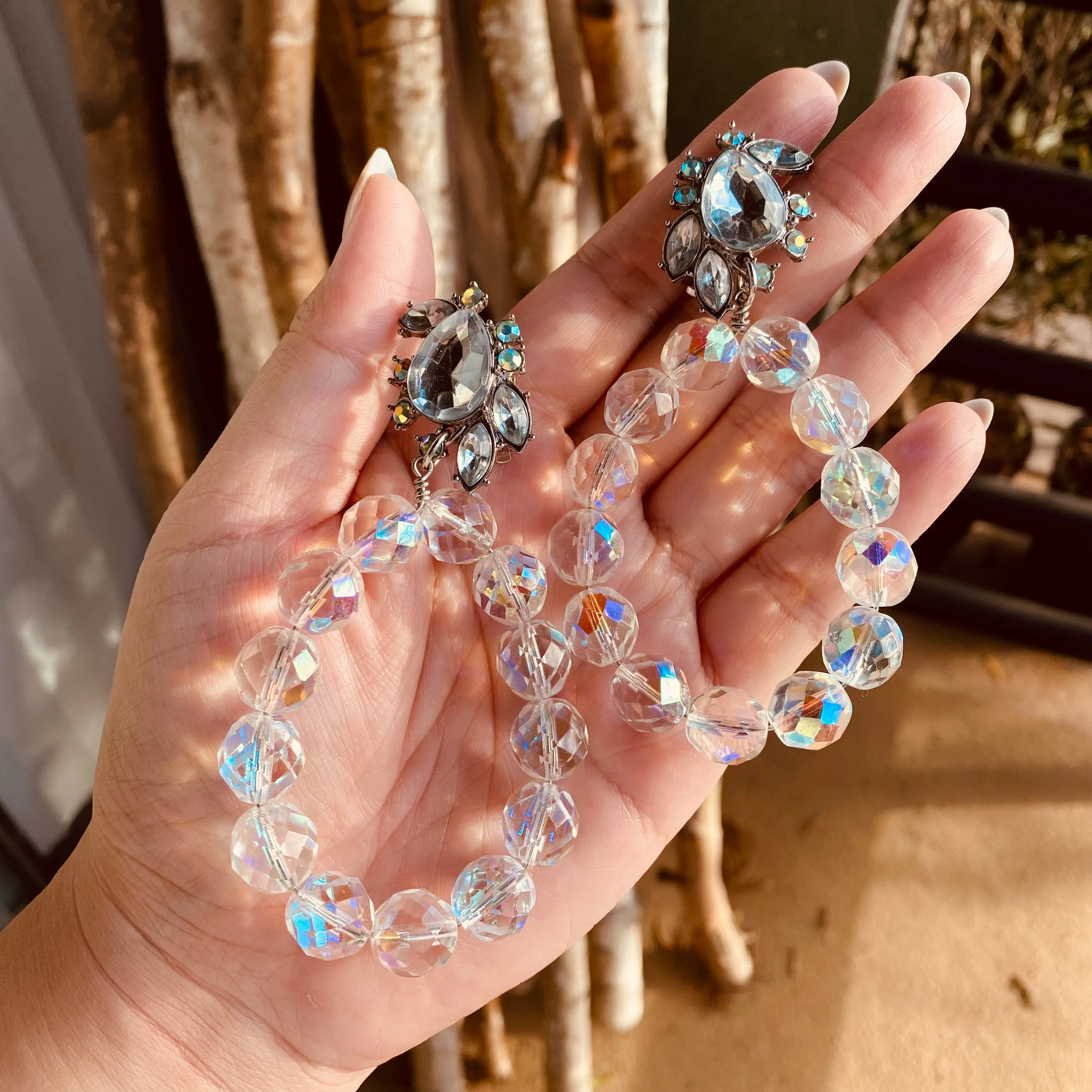 Iridescent glass teardrop earrings