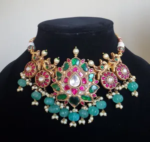 Jadau Kundan Lotus Heavy Choker