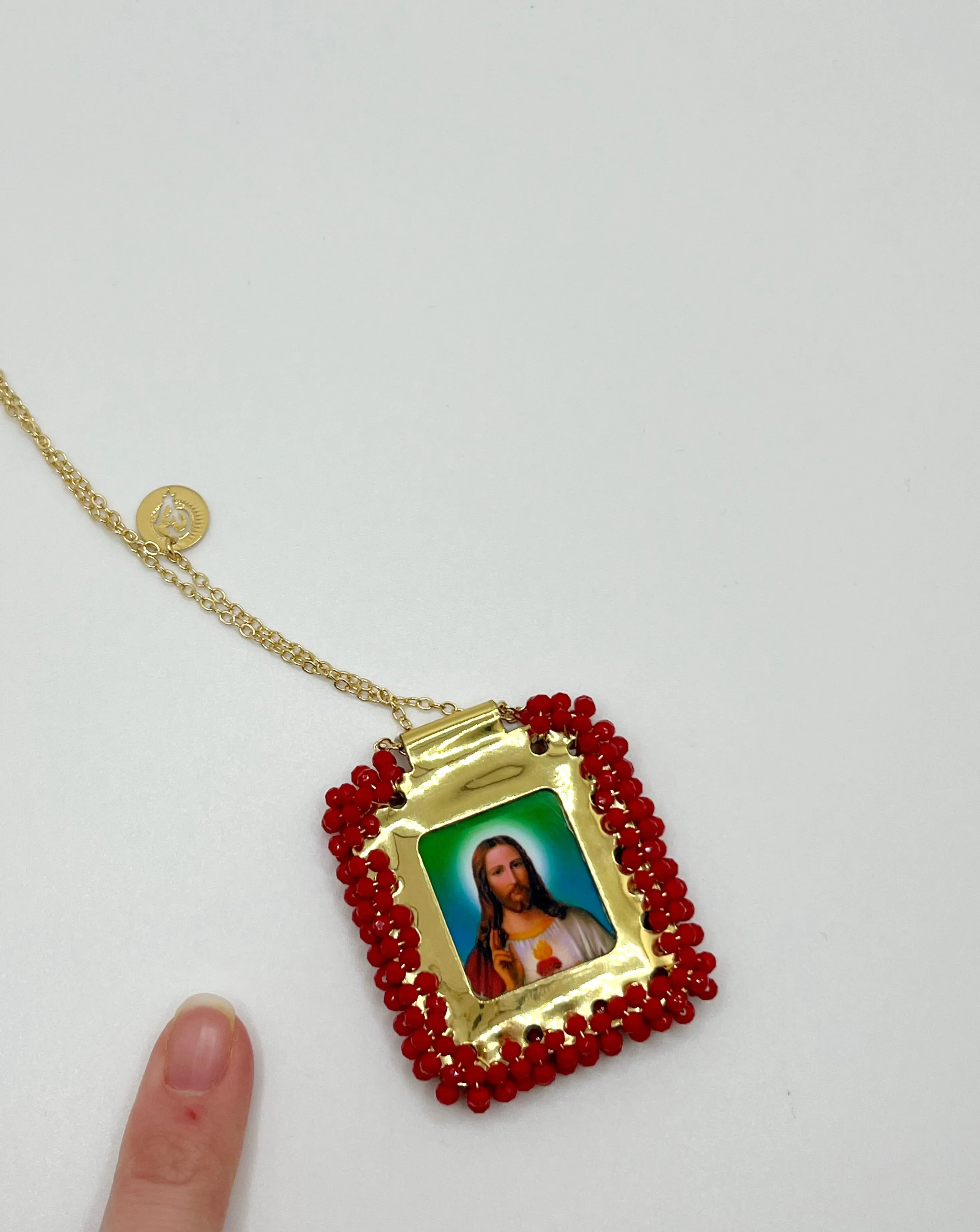 JESUS SCAPULAR RED NECKLACE (GRANDE)